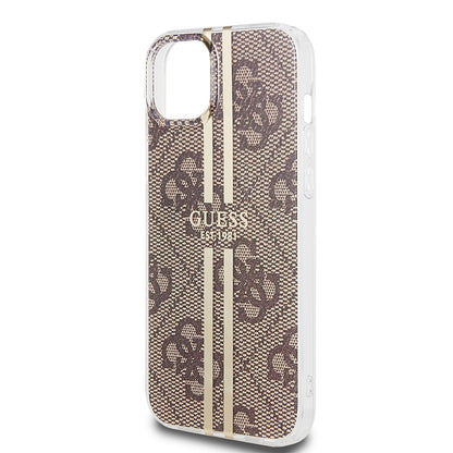 Etui na Apple iPhone 15 Plus, Guess, IML 4G Gold Stripe, Brązowy