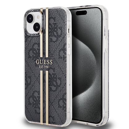 Etui na Apple iPhone 15 Plus, Guess, IML 4G Gold Stripe, Czarne