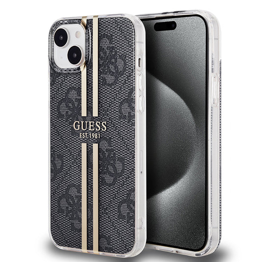Etui na Apple iPhone 15 Plus, Guess, IML 4G Gold Stripe, Czarne