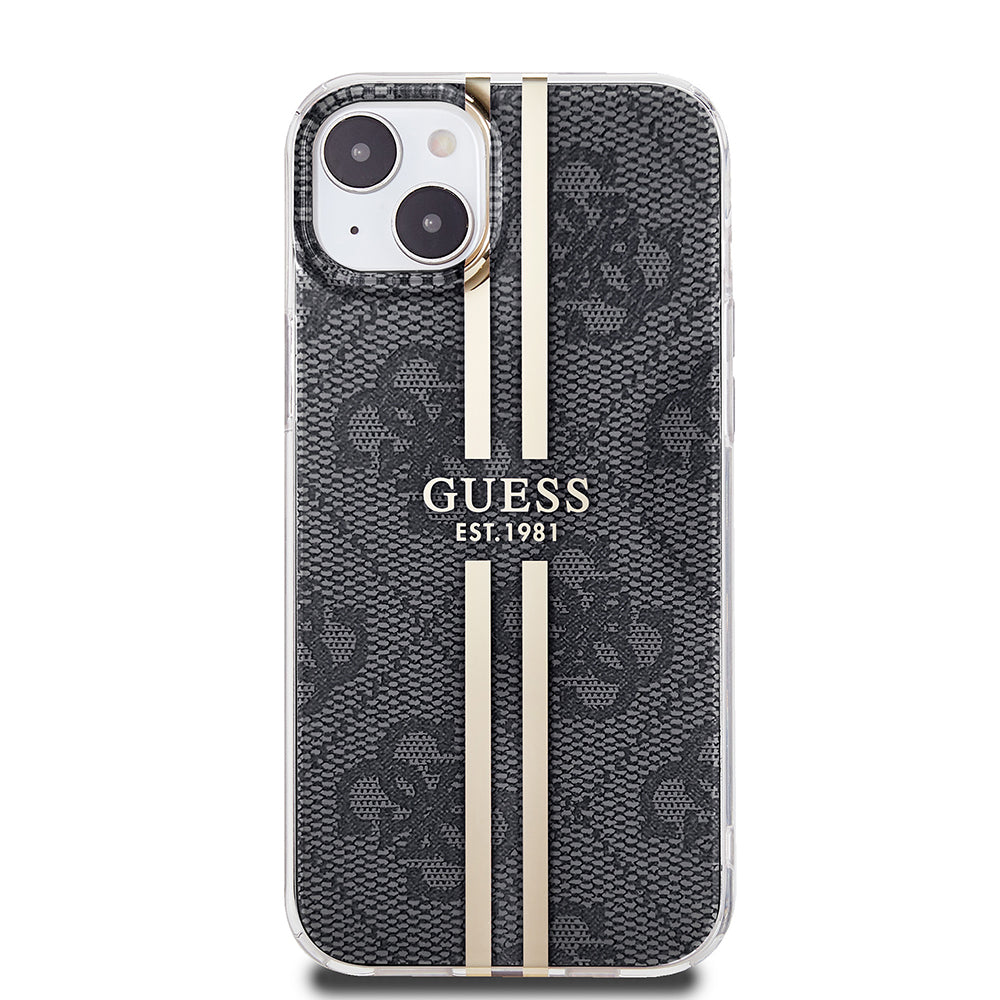 Etui na Apple iPhone 15 Plus, Guess, IML 4G Gold Stripe, Czarne