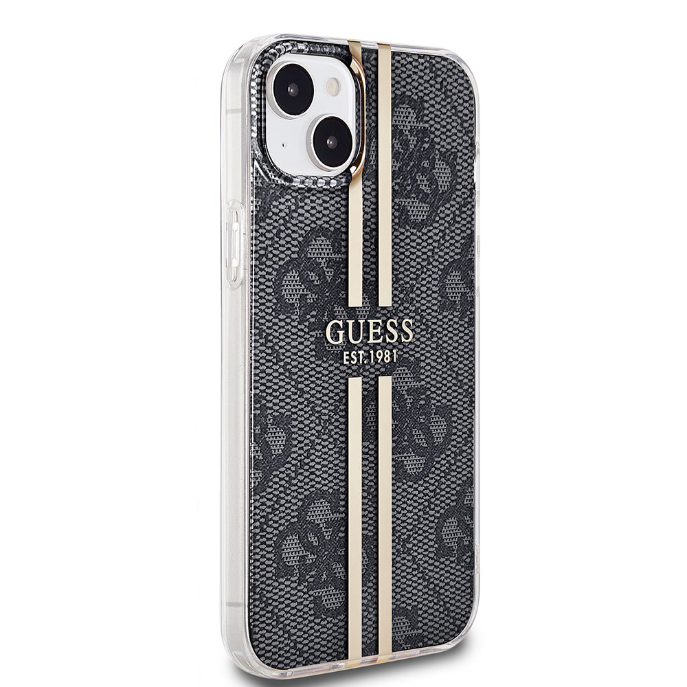 Etui na Apple iPhone 15 Plus, Guess, IML 4G Gold Stripe, Czarne