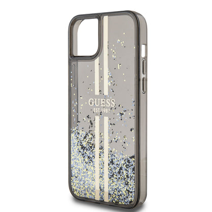 Etui na Apple iPhone 15 Plus, Guess, Liquid Glitter Gold Stripes, Czarne