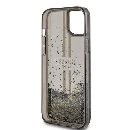 Etui na Apple iPhone 15 Plus, Guess, Liquid Glitter Gold Stripes, Czarne