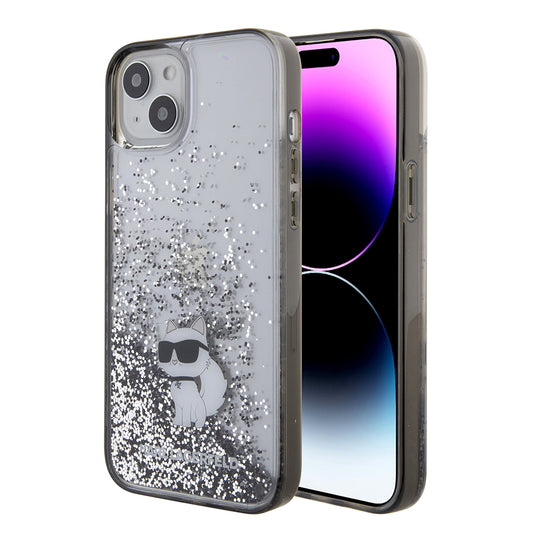 Etui na Apple iPhone 15 Plus, Karl Lagerfeld, Liquid Glitter Choupette, Przezroczyste