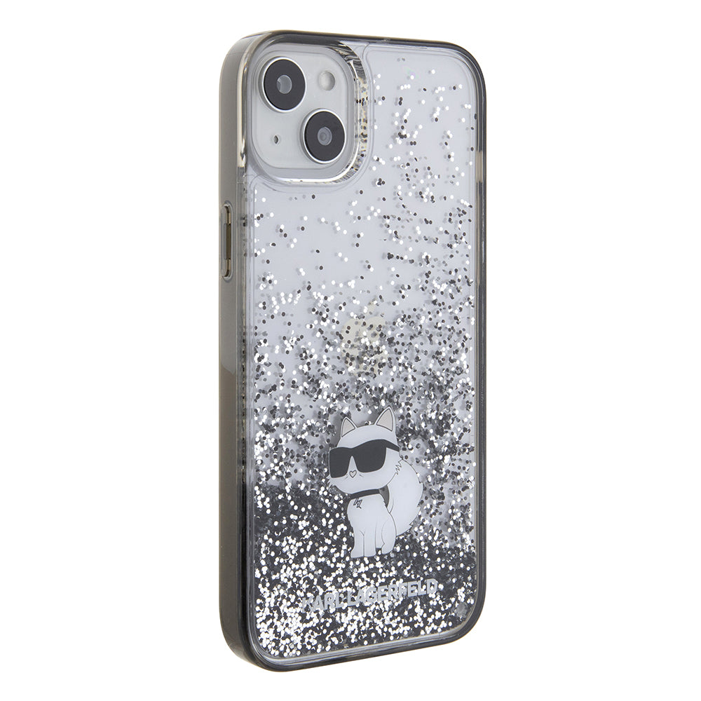 Etui na Apple iPhone 15 Plus, Karl Lagerfeld, Liquid Glitter Choupette, Przezroczyste