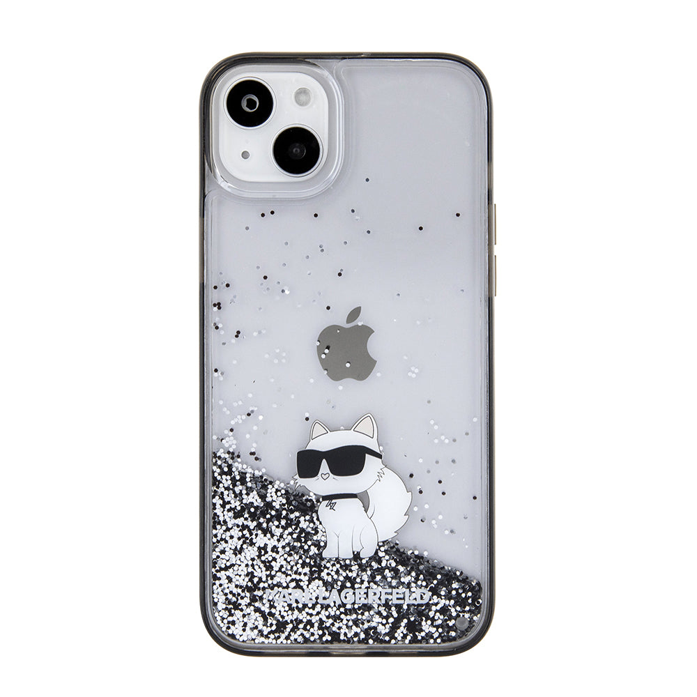 Etui na Apple iPhone 15 Plus, Karl Lagerfeld, Liquid Glitter Choupette, Przezroczyste