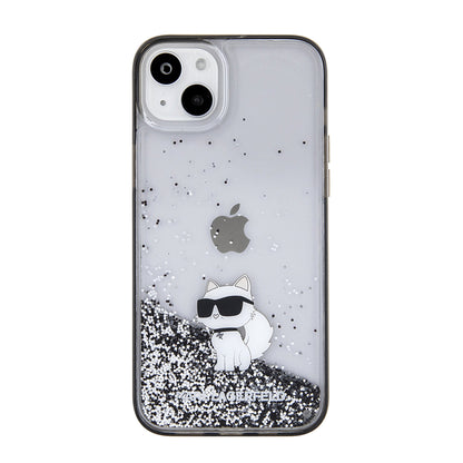 Etui na Apple iPhone 15 Plus, Karl Lagerfeld, Liquid Glitter Choupette, Przezroczyste
