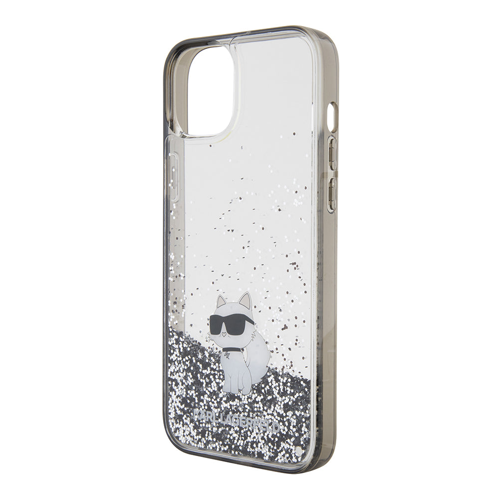Etui na Apple iPhone 15 Plus, Karl Lagerfeld, Liquid Glitter Choupette, Przezroczyste