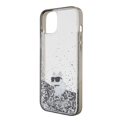 Etui na Apple iPhone 15 Plus, Karl Lagerfeld, Liquid Glitter Choupette, Przezroczyste