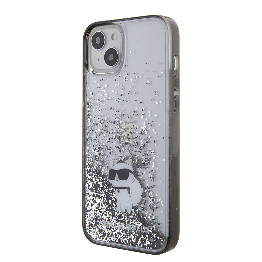 Etui na Apple iPhone 15 Plus, Karl Lagerfeld, Liquid Glitter Choupette, Przezroczyste