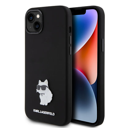 Etui na Apple iPhone 15 Plus, Karl Lagerfeld, Silicone Choupette Metal, Czarne