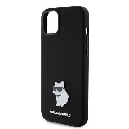 Etui na Apple iPhone 15 Plus, Karl Lagerfeld, Silicone Choupette Metal, Czarne