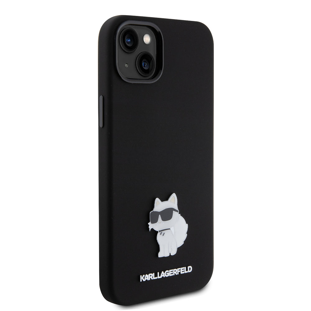 Etui na Apple iPhone 15 Plus, Karl Lagerfeld, Silicone Choupette Metal, Czarne