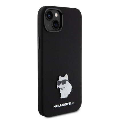 Etui na Apple iPhone 15 Plus, Karl Lagerfeld, Silicone Choupette Metal, Czarne