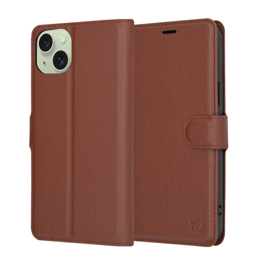 Etui na Apple iPhone 15 Plus, Techsuit, Leather Folio, Brązowe