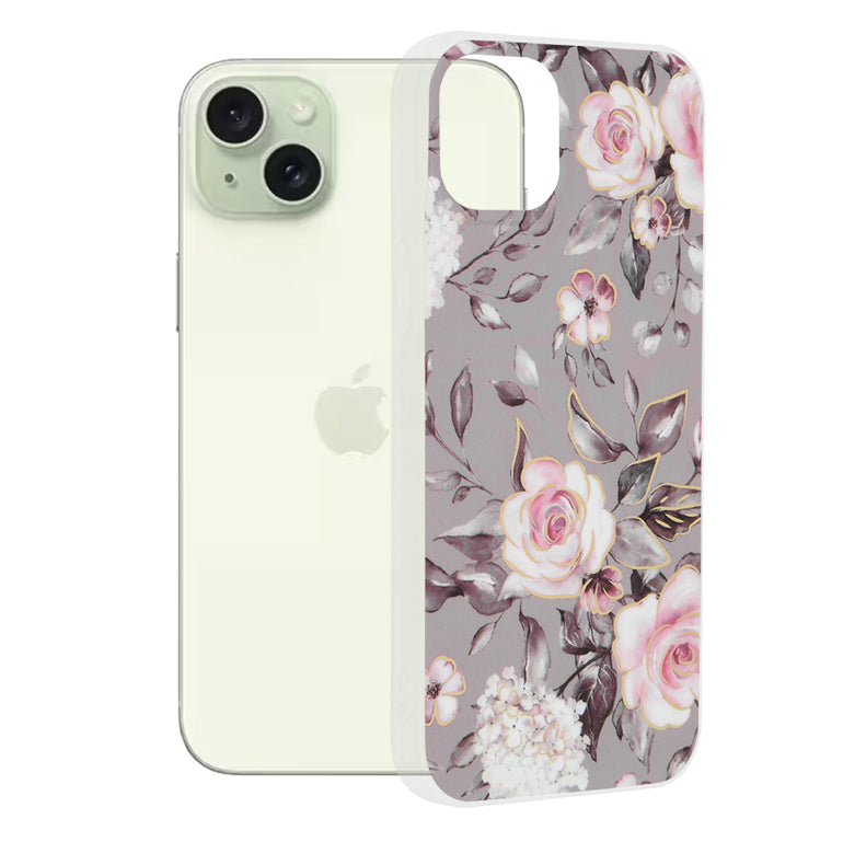 Etui na Apple iPhone 15 Plus, Techsuit, Marble, Szary