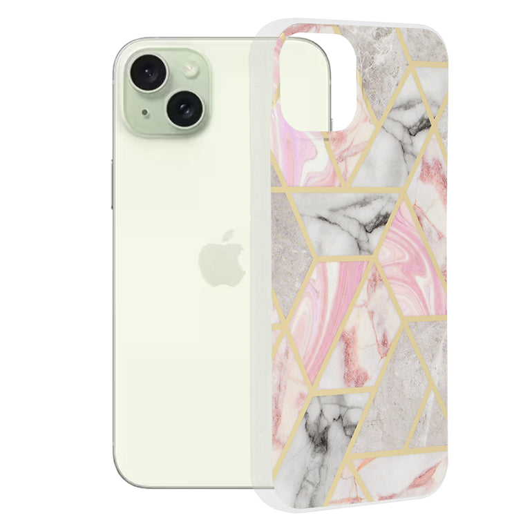 Etui na Apple iPhone 15 Plus, Techsuit, Marble, Różowe