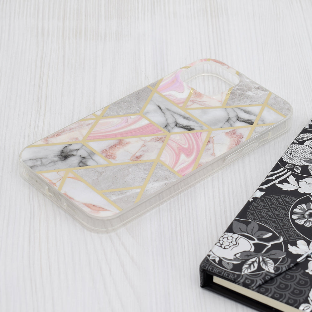 Etui na Apple iPhone 15 Plus, Techsuit, Marble, Różowe