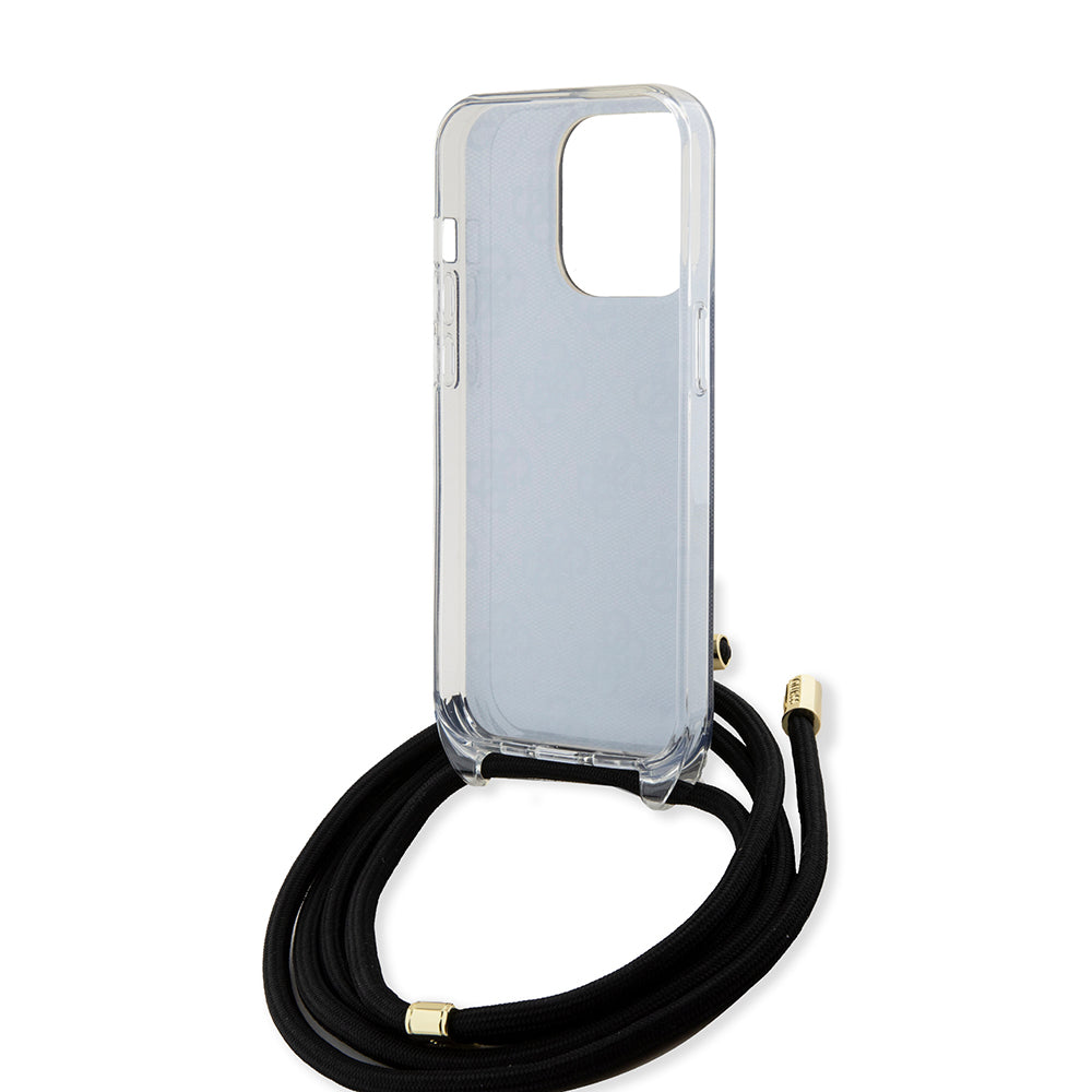 Etui na Apple iPhone 15 Pro, Guess, Crossbody Cord 4G Print, Czarne