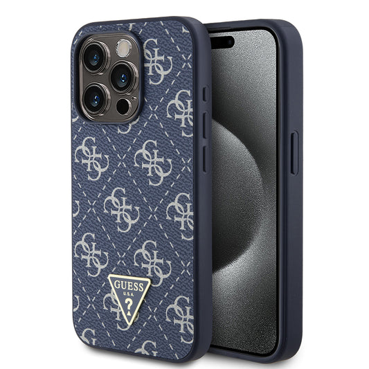 Etui na Apple iPhone 15 Pro, Guess, 4G Triangle Logo, Niebieskie