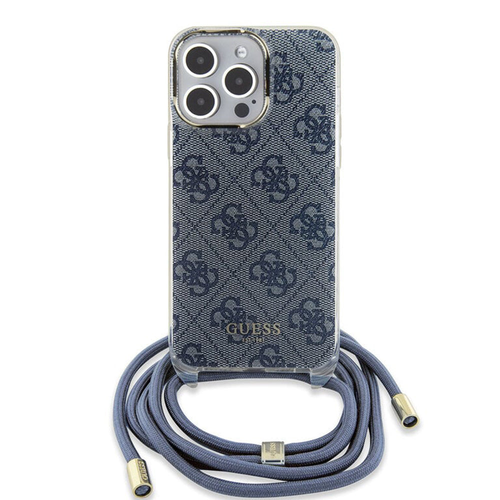 Etui na Apple iPhone 15 Pro, Guess, Crossbody Cord 4G Print, Niebieskie