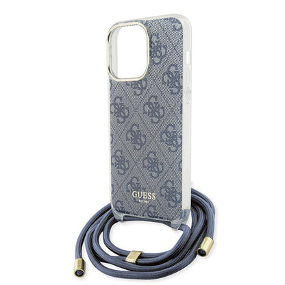 Etui na Apple iPhone 15 Pro, Guess, Crossbody Cord 4G Print, Niebieskie