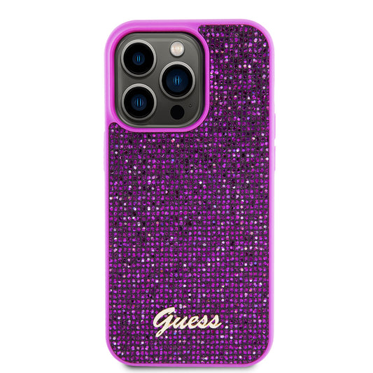 Etui na Apple iPhone 15 Pro, Guess, Disco Metal Script, Fuksja