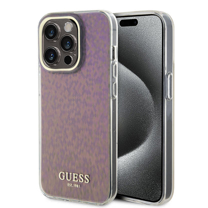 Etui na Apple iPhone 15 Pro, Guess, IML Faceted Mirror Disco Iridescent, Różowy