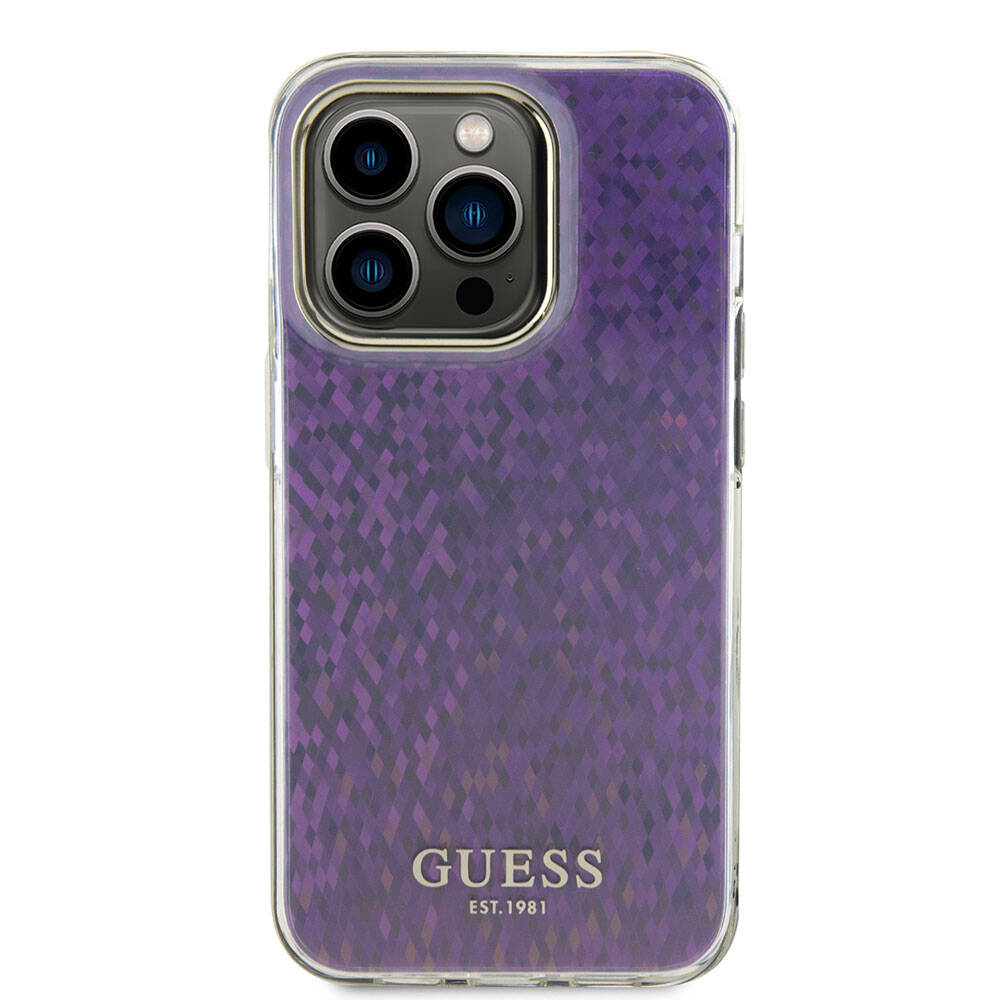 Etui na Apple iPhone 15 Pro, Guess, IML Faceted Mirror Disco Iridescent, Różowy