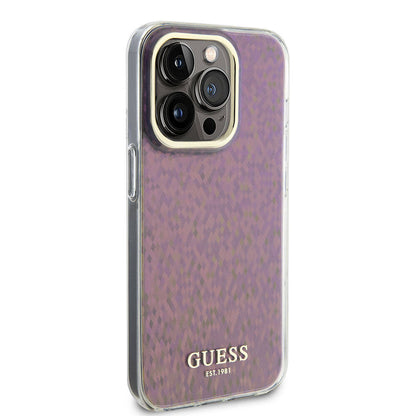 Etui na Apple iPhone 15 Pro, Guess, IML Faceted Mirror Disco Iridescent, Różowy
