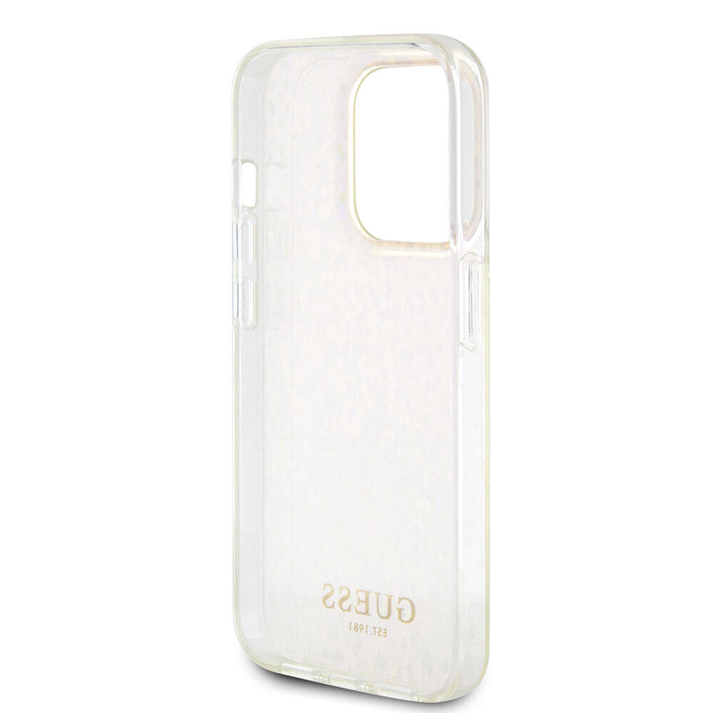 Etui na Apple iPhone 15 Pro, Guess, IML Faceted Mirror Disco Iridescent, Różowy