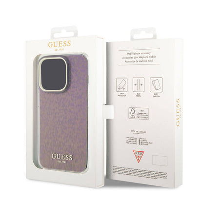 Etui na Apple iPhone 15 Pro, Guess, IML Faceted Mirror Disco Iridescent, Różowy