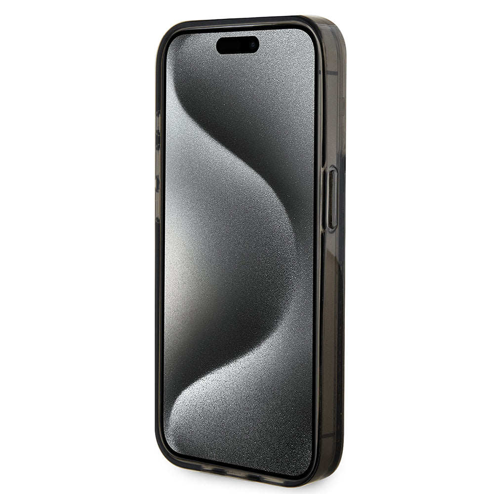 Etui na Apple iPhone 15 Pro, Guess, Liquid Glitter Gold Stripe, Czarne