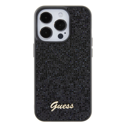 Etui na Apple iPhone 15 Pro, Guess, PU Square Mirror Script Logo, Czarne GUHCP15LPMSDGSK