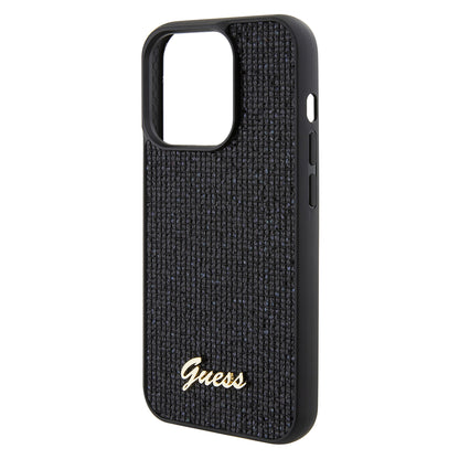 Etui na Apple iPhone 15 Pro, Guess, PU Square Mirror Script Logo, Czarne GUHCP15LPMSDGSK