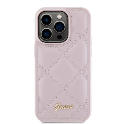 Etui na Apple iPhone 15 Pro, Guess, Quilted Metal Logo, Różowy