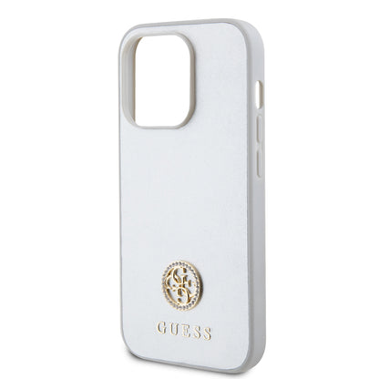 Etui na Apple iPhone 15 Pro, Guess, Strass Metal Logo, Srebrne