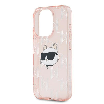 Etui na Apple iPhone 15 Pro, Karl Lagerfeld, IML Luxury Monogram Choupette's Head, Różowy