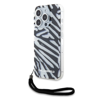 Etui na Apple iPhone 15 Pro, Karl Lagerfeld, IML Luxury Zebra Pattern with Strap, Czarne