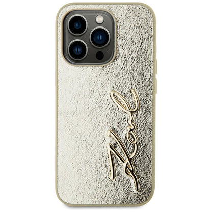 Etui na Apple iPhone 15 Pro, Karl Lagerfeld, Metal Signature, Złote