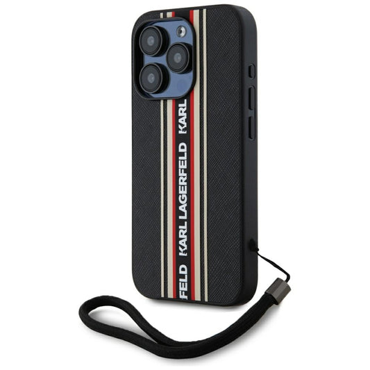 Etui na Apple iPhone 15 Pro, Karl Lagerfeld, Saffiano Athleisure Stripes with Strap, Rosie