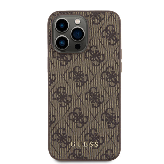 Etui na Apple iPhone 15 Pro Max, Guess, 4G Metal Gold Logo, Brązowy