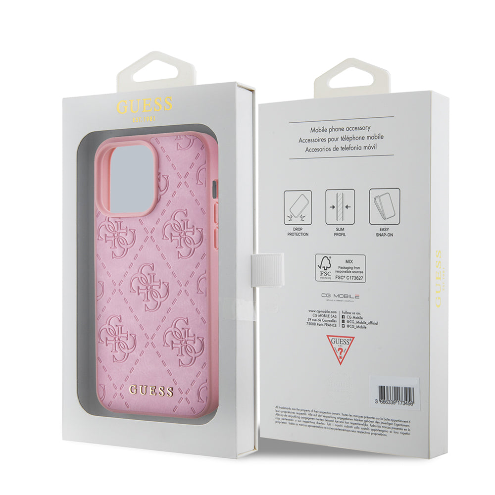 Case for Apple iPhone 15 Pro Max, Guess, 4G Stamped, Pink