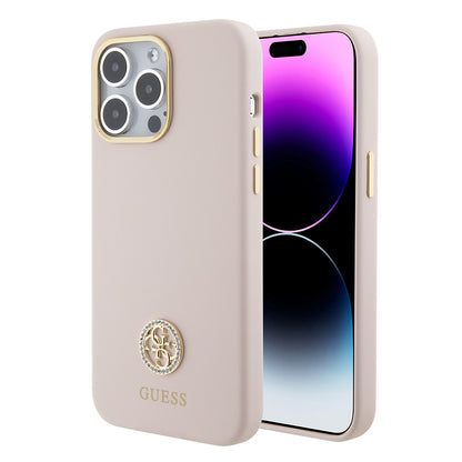 Etui na Apple iPhone 15 Pro Max, Guess, 4G Strass Metal Logo, Różowy