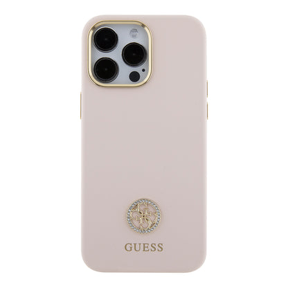 Etui na Apple iPhone 15 Pro Max, Guess, 4G Strass Metal Logo, Różowy