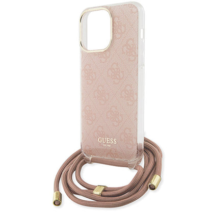 Etui na Apple iPhone 15 Pro Max, Guess, Crossbody Cord 4G Print, Różowy