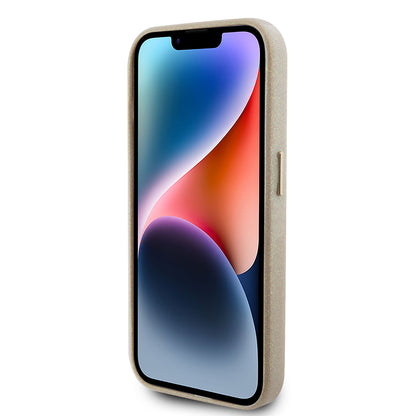 Etui na Apple iPhone 15 Pro Max, Guess, Glitter Glossy Script, Beżowy