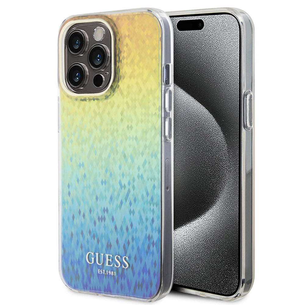 Etui na Apple iPhone 15 Pro Max, Guess, IML Faceted Mirror Disco Iridescent, Wielokolorowy