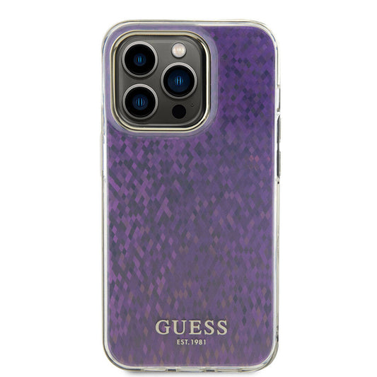 Etui na Apple iPhone 15 Pro Max, Guess, IML Faceted Mirror Disco Iridescent, Różowy