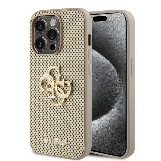 Etui na Apple iPhone 15 Pro Max, Guess, Perforated 4G, Złote